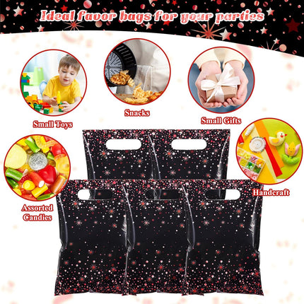 50-Piece Black & Red Party Bags – Plastic Goodie Bags for Birthday & Wedding