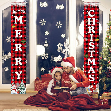 Merry Christmas Banner Xmas Porch Door Sign for Indoor Outdoor Decorations