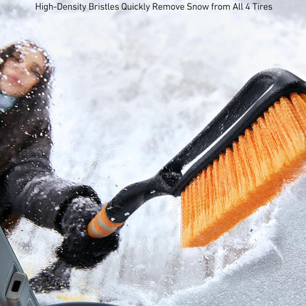 2-Pack 27" Snow Brush & Ice Scrapers, Ergonomic Grip, Heavy Duty ABS, Orange