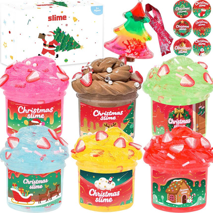 Christmas Tree 6-Pack Mini Crystal Slime Set | DIY Spells Gift for Kids & Teens