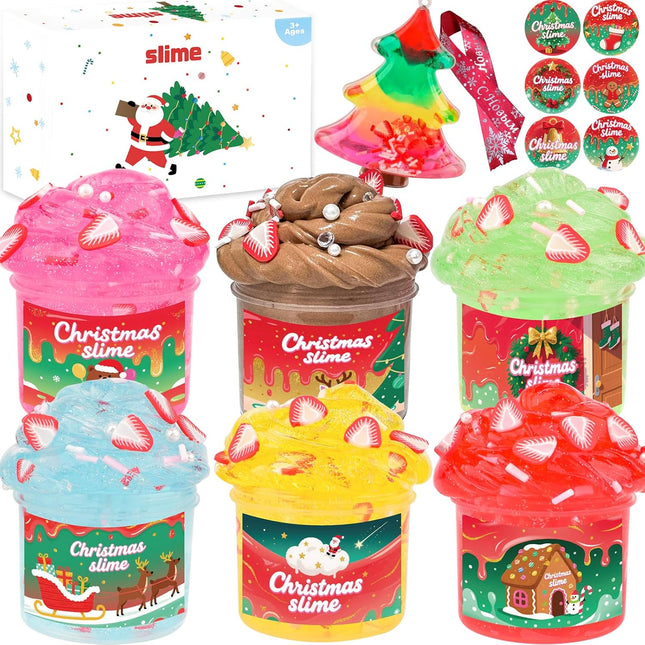 Christmas Tree 6-Pack Mini Crystal Slime Set | DIY Spells Gift for Kids & Teens