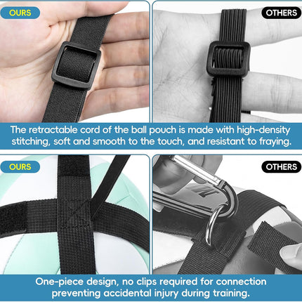 Volleyball Solo Training Rebounder Belt, Adjustable Waistband, Serve Pass Set Aid