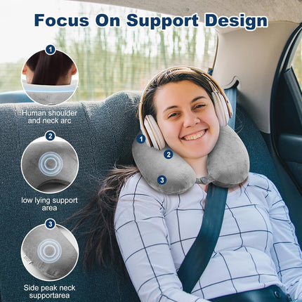 100% Memory Foam Travel Pillow – Comfortable U-Shape for Airplane & Car
