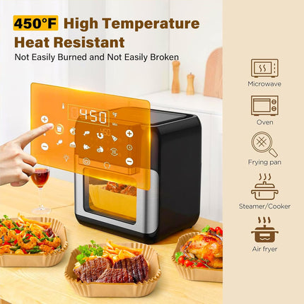 125 Pcs Non-Stick Air Fryer Paper Liners – 8" Square, Baking & Roasting