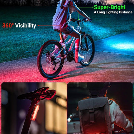 USB Rechargeable Bike Light Set Front Rear Waterproof Bicycle Lights