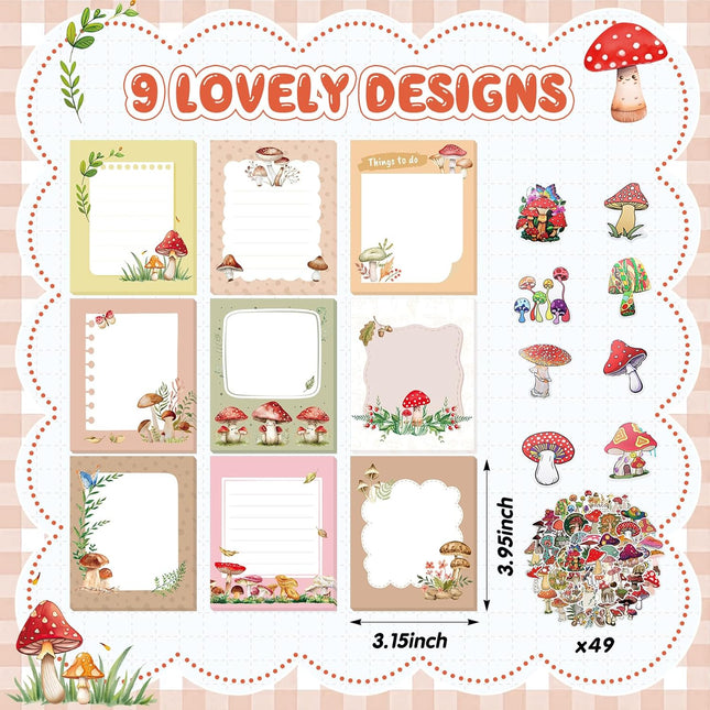 Mushroom Gifts Set for Women – Ballpoint Pens, Sticky Notes & Stickers, Xmas Gifts