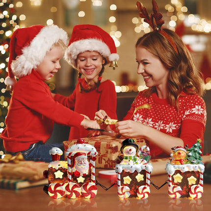 LED Christmas Train Set Indoor Decoration with Gingerbread Figurines for Table