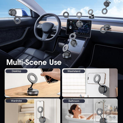 2026 Car Phone Mount – 360° Magnetic Suction Holder for iPhone & Android