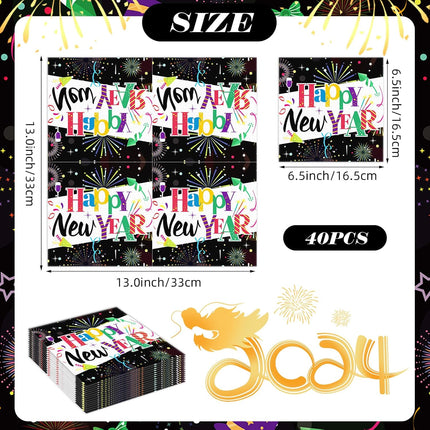 Happy New Year 2026 Cocktail Napkins – 40-Pc Party Table Decorations