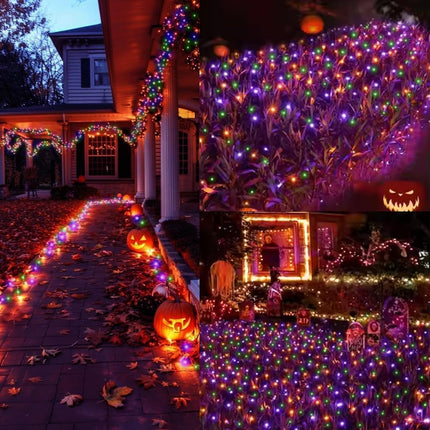 20FT 100-Count Halloween String Lights, Orange Purple Green Incandescent Bulbs