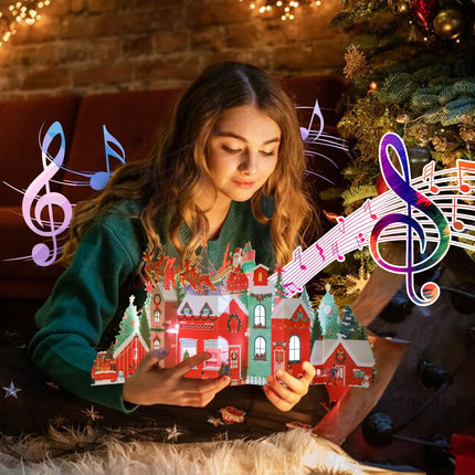 3D Christmas Cards – Musical Pop-Up Cards with Lights, Envelopes, and Personalized Note