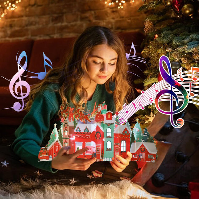 3D Christmas Cards – Musical Pop-Up Cards with Lights, Envelopes, and Personalized Note