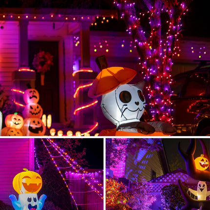 21FT 100-Count Halloween String Lights, Purple Orange Mini Lights, Plug-In Decor