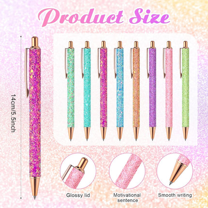 16 Pack Glitter Pens & Notepads – 8 Mini Notebooks, 8 Sparkly Ballpoint Pens, Gift Set