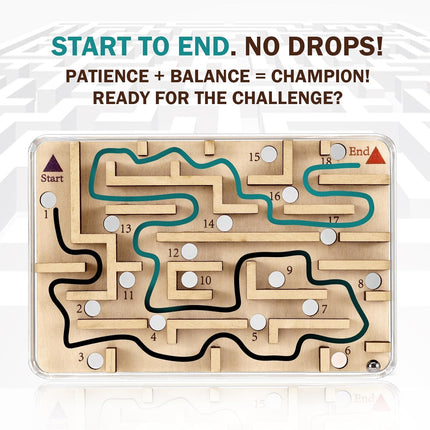 Wooden Labyrinth Maze Toy – Challenging Brain Teaser for Kids & Teens