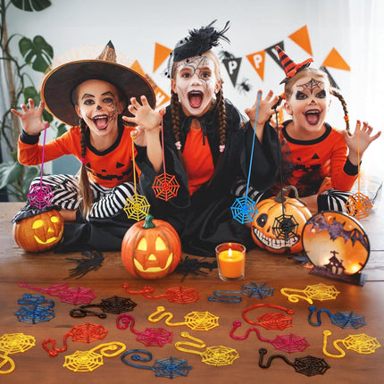 30-Piece Sticky Spider Web Hands for Kids, Halloween Party Favors & Goodie Bags