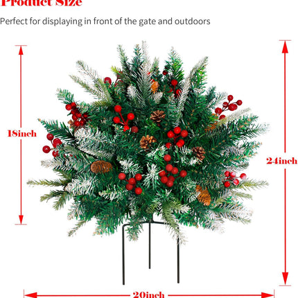 2 PCS Lighted Artificial Pine Trees – Xmas Urn Fillers with Warm White LED Lights
