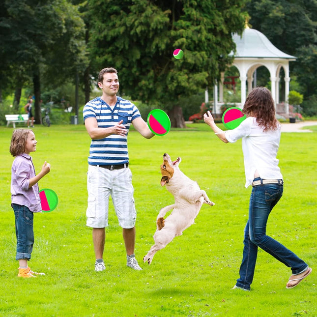 Kids Toss & Catch Ball Set with 6 Paddles and 3 Balls for Outdoor Play
