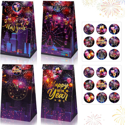 12-Piece 2026 Happy New Year Bags – Colorful Gift & Greeting Bags