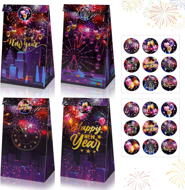 12-Piece 2026 Happy New Year Bags – Colorful Gift & Greeting Bags