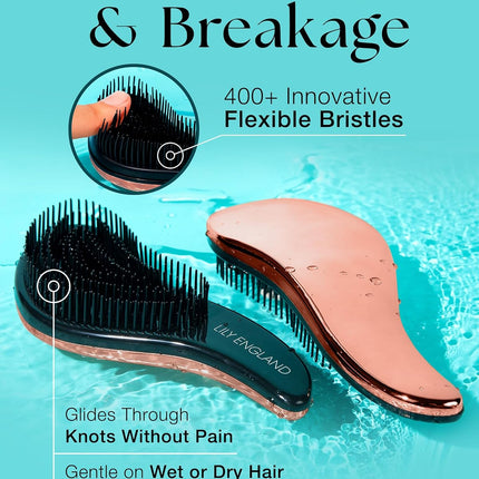 Rose Gold Detangling Hair Brush for Wet Dry Curly Thick Straight Hair