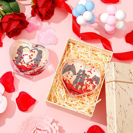 Christmas Glitter Photo Frame – Heart Acrylic Liquid Snow Globe 3.74x3.54"