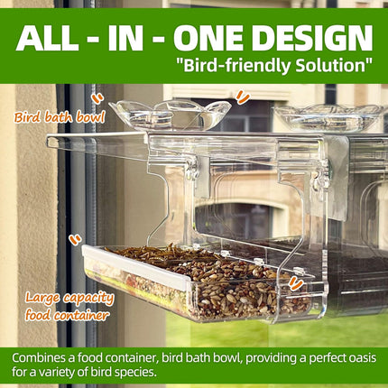Window Bird Feeder – Clear, Transparent, Non-Marking Hooks for Wild Bird Watching