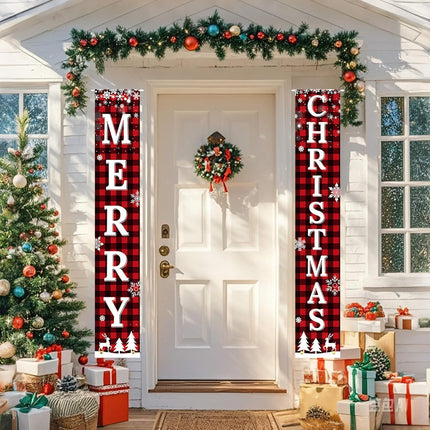 Christmas Outdoor Decorations Versatile Merry Christmas Yard Sign & Plaid Door Banner