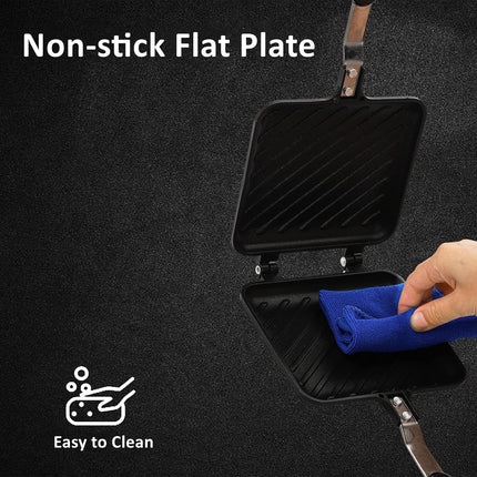 Stovetop Sandwich Maker Non-Stick Aluminum Flip Pan for Grilled Cheese Panini