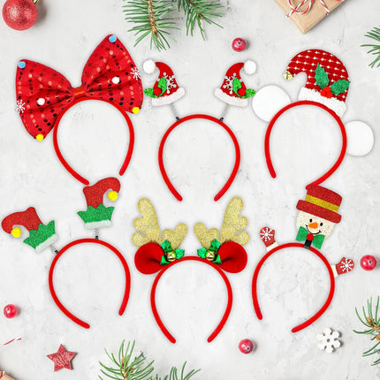 6PCS Christmas Hats & Headbands – Fun Holiday Hair Accessories for Kids & Parties