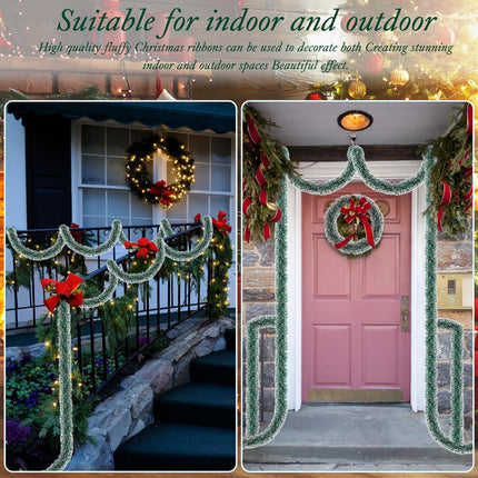 Christmas Tinsel Garland 26.4FT – Green & White Tree & Ceiling Decorations