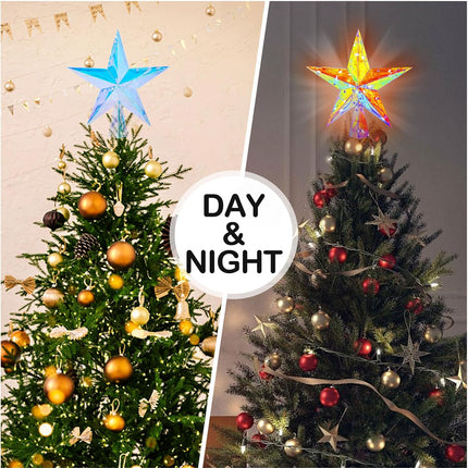 LED Christmas Tree Topper Star 11.8" – Multicolor Lighted Xmas Decor