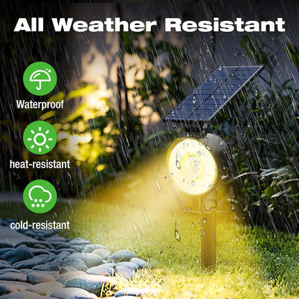 4-Pack Solar Spot Lights – 53 LEDs, Waterproof, 3 Modes, Warm White