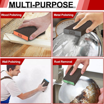 8pcs Sanding Sponges – Assorted Grit Blocks for Wood, Metal & Furniture