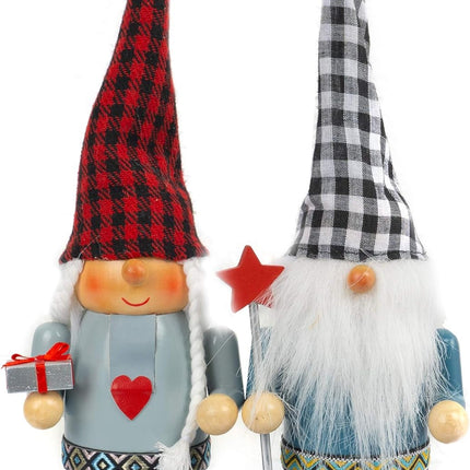 2 Set Handmade Wooden Nutcracker & Plush Gnome – Scandinavian Christmas Decor