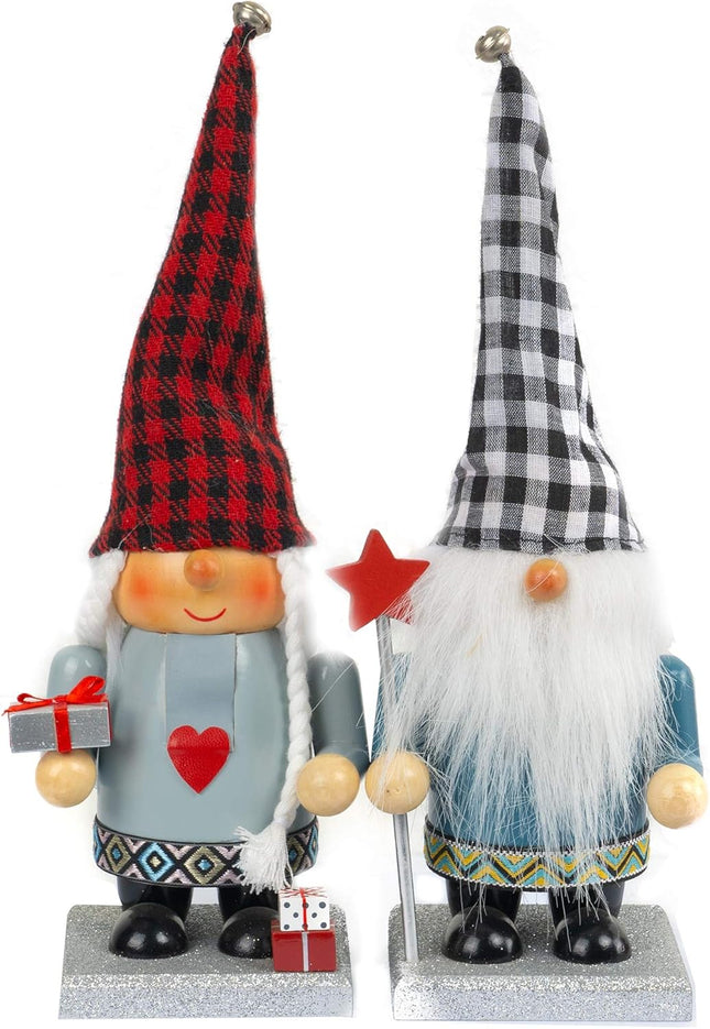 2 Set Handmade Wooden Nutcracker & Plush Gnome – Scandinavian Christmas Decor