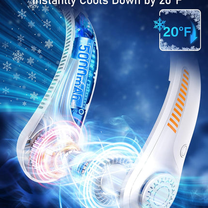 Portable Neck Fan, Rechargeable Personal Fan, 5-Speed, Quiet & Lightweight