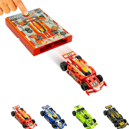 Speed Card Racer Flat Launcher Car with Rubber Tires Racing Toy for Kids