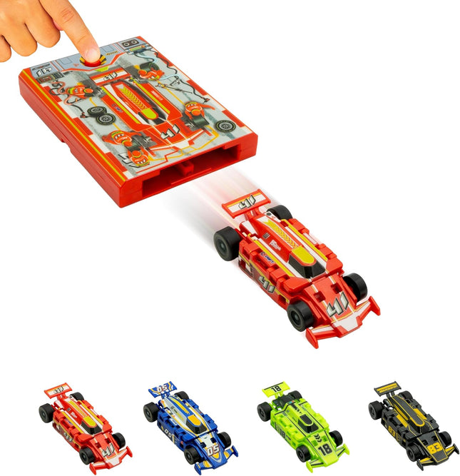 Speed Card Racer Flat Launcher Car with Rubber Tires Racing Toy for Kids