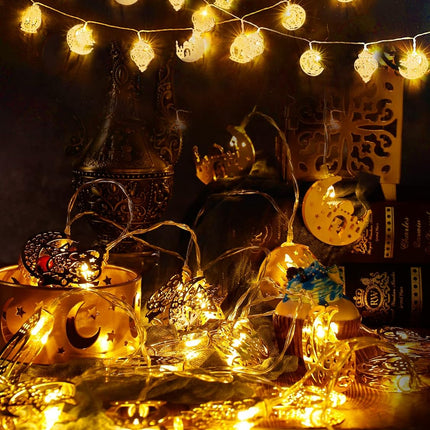 Ramadan Eid String Lights – 9.8ft, 20 LEDs with Moon, Star & Lantern Design