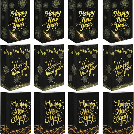 12-Piece NYE Gift Bags – Happy New Year Party Favor Bags Set