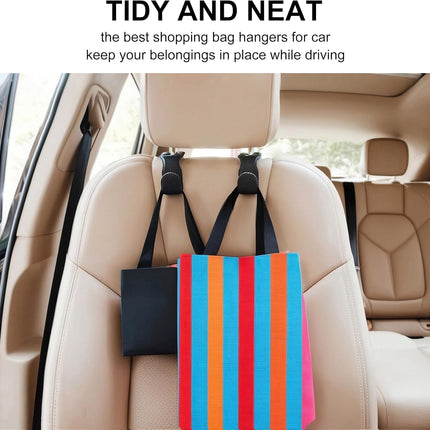 2-Pack Car Seat Headrest Hooks for Purses, Bags, and Grocery Bags – Leather Covered