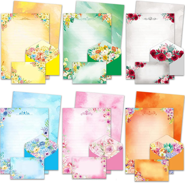 72 Pcs Cute Stationery Set – 48 Sheets, 24 Envelopes, Floral Design, 5.5 x 7.5 Inches
