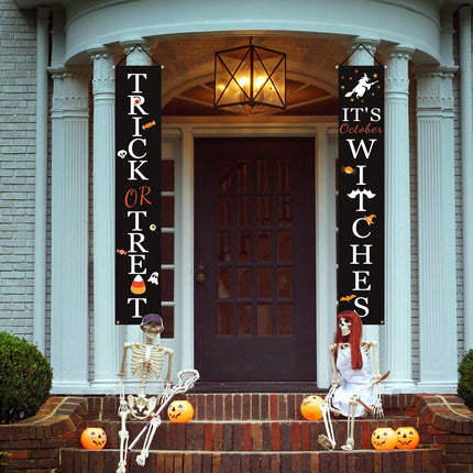 Halloween Porch Banner, Trick or Treat Hanging Door & Front Porch Party Decoration