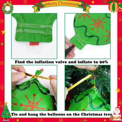 15 PCS Christmas Balloon Ornaments – Red, Green & Gold 5.1" Hanging Balls