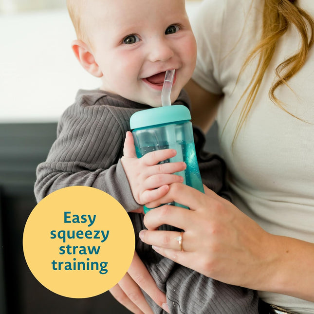 Squeeze & Sip Toddler Straw Cups – 3-Pack, 7oz, Silicone Straw, 6+ Months