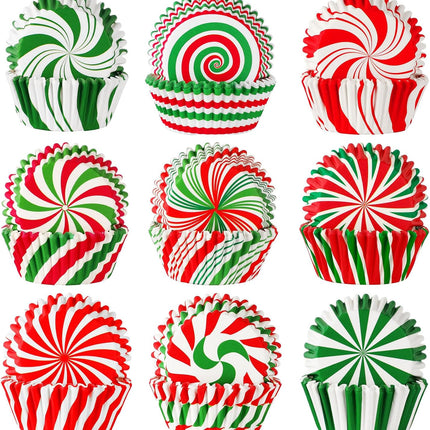 450-Piece Christmas Cupcake Liners Xmas Candy Pattern Baking Cups & Muffin Wrappers