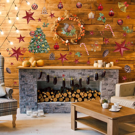 4PCS Christmas Window & Wall Stickers – Removable Xmas Decorations