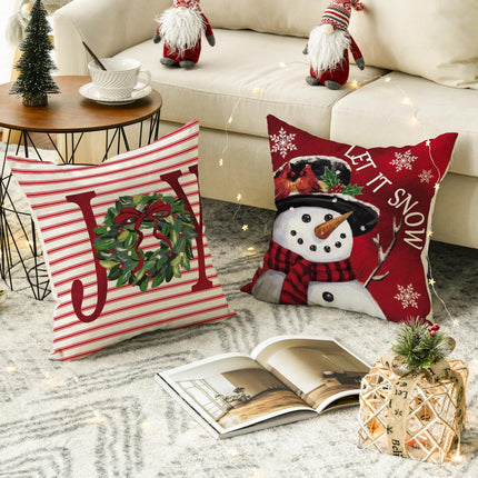 Holiday Throw Pillow Covers – 18x18 Set of 4 Xmas Tree & Gift Box Designs