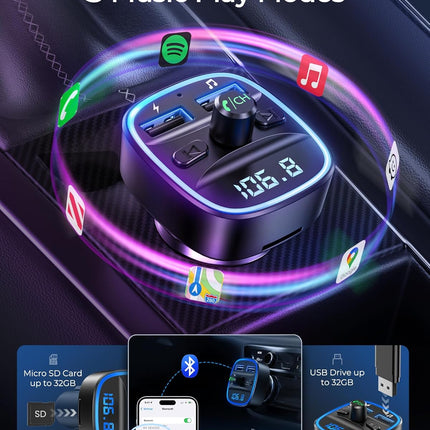 Wireless FM Transmitter Bluetooth Car Adapter MP3 Player with USB Charging